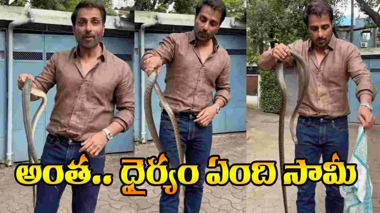 Sonu Sood: ఇంటి అవ‌ర‌ణ‌లోకి పాము.. ఒంట‌రిగా ప‌ట్టిన రియ‌ల్‌ హీరో! వీడియో వైర‌ల్‌