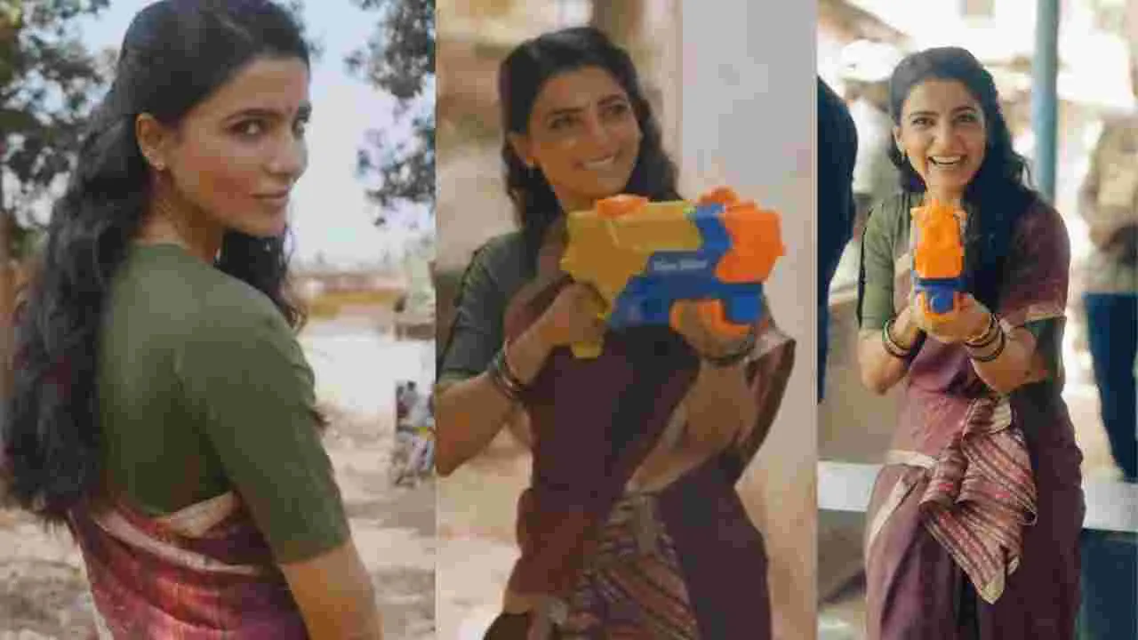 మా ఇంటి బంగారం.. భర్తతో హోళీ భలే ఆడిందే