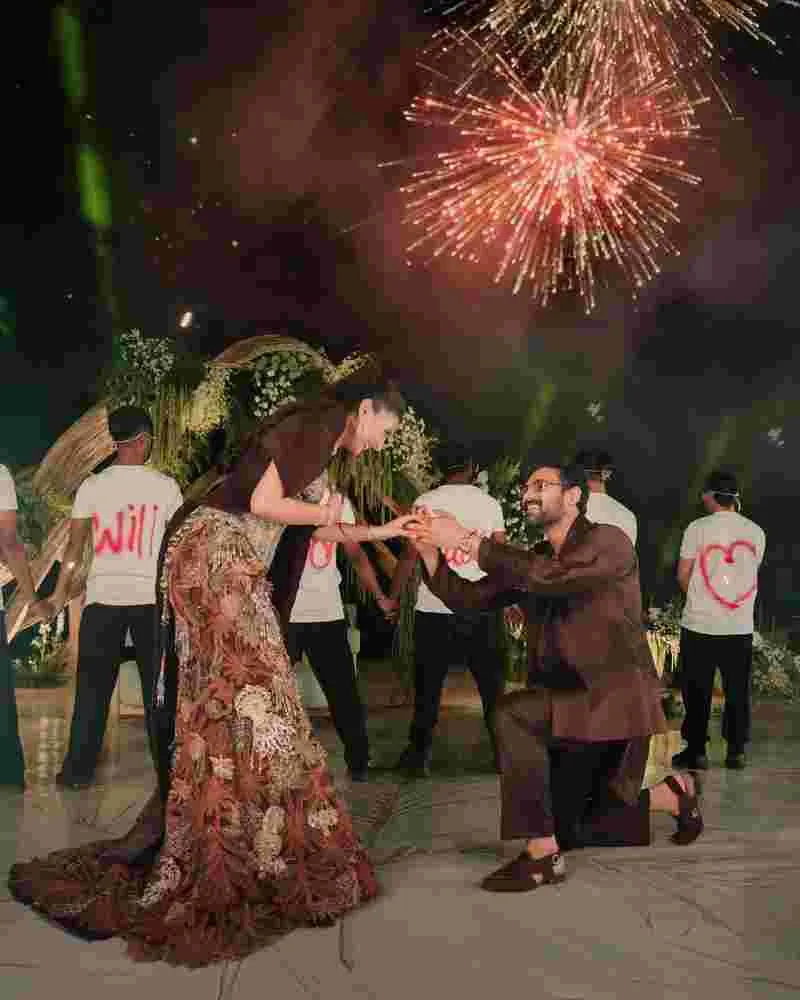 నిశ్చితార్థపు వేడుకలో బెల్లంకొండ సాయి శ్రీనివాస్, కావ్య రెడ్డి.. ఫొటోలు వైరల్