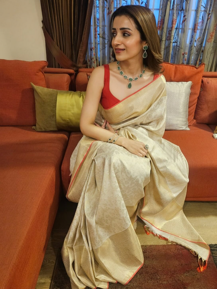 చీరలో త్రిష ఎంత అందంగా ఉందో.. పిక్స్ వైరల్